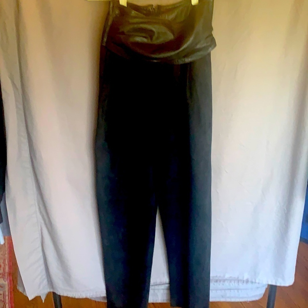 Suede pants with leather waistband